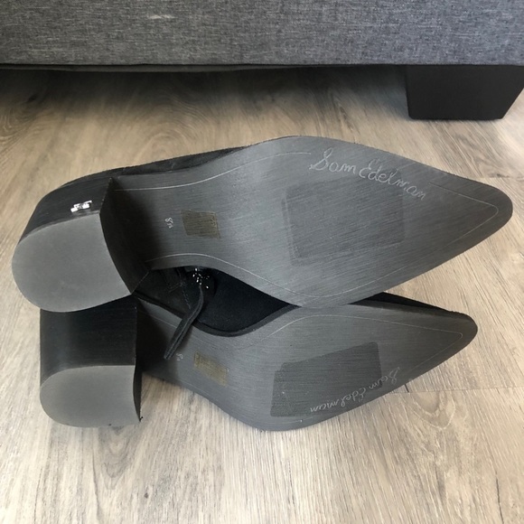 Sam Edelman Leonia Buckle Black Suede Bootie - Picture 10 of 15